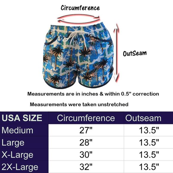 Beach Shorts, Junior Girls Bathing Trunks, Navy Palm Trees Print Style 3 - Picture 3 of 4